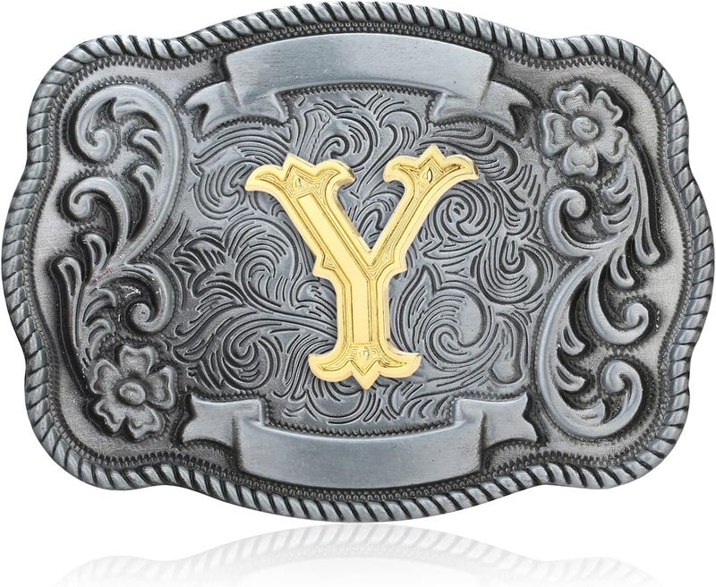 QQA Western Cowboy/Cowgirl Initial Belt Buckle Letter ABC to Z Upgrade Design for Men and Women - Image 1